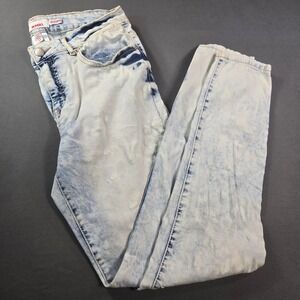 Bongo Women's Acid Wash Jeggings Light Blue White Skinny Jeans Size 14 Stretch